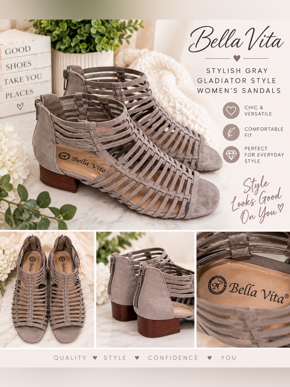 Stylish Gray Gladiator Style Women's Sandals